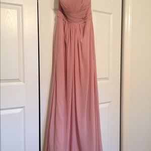 Long Strapless Chiffon Bridesmaid Dress